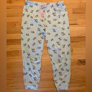 Light Blue Pajama Joggers with Bulldog Pattern